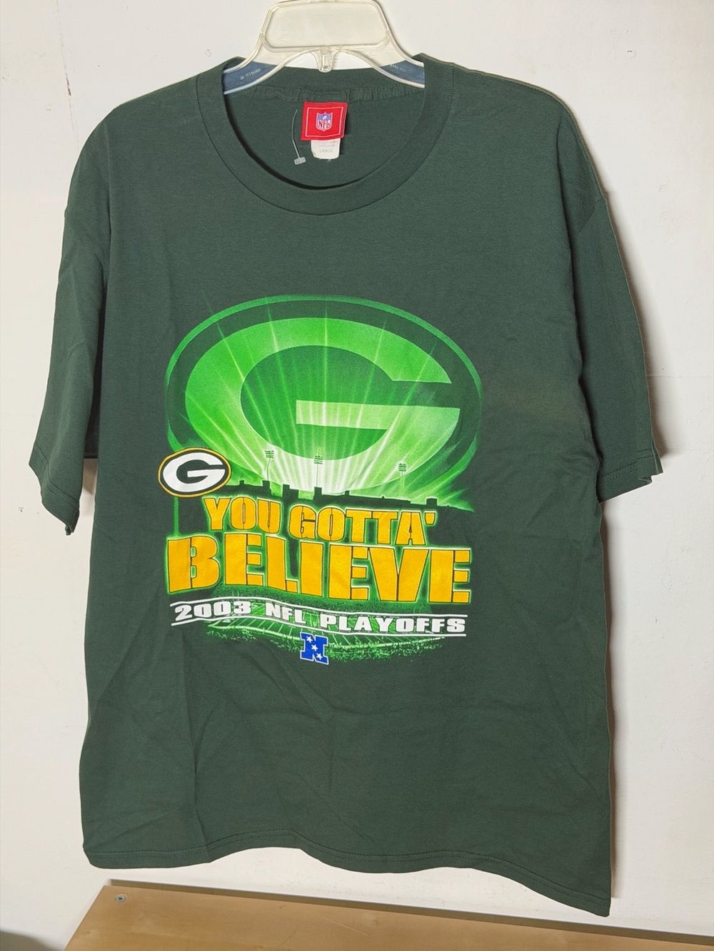 Vintage 2003 Green Bay Packers You Gotta Believe NFL Playoffs T-Shirt L